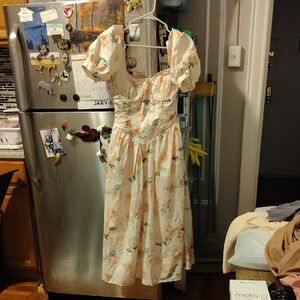 House of CB Cream Floral Midi Dress